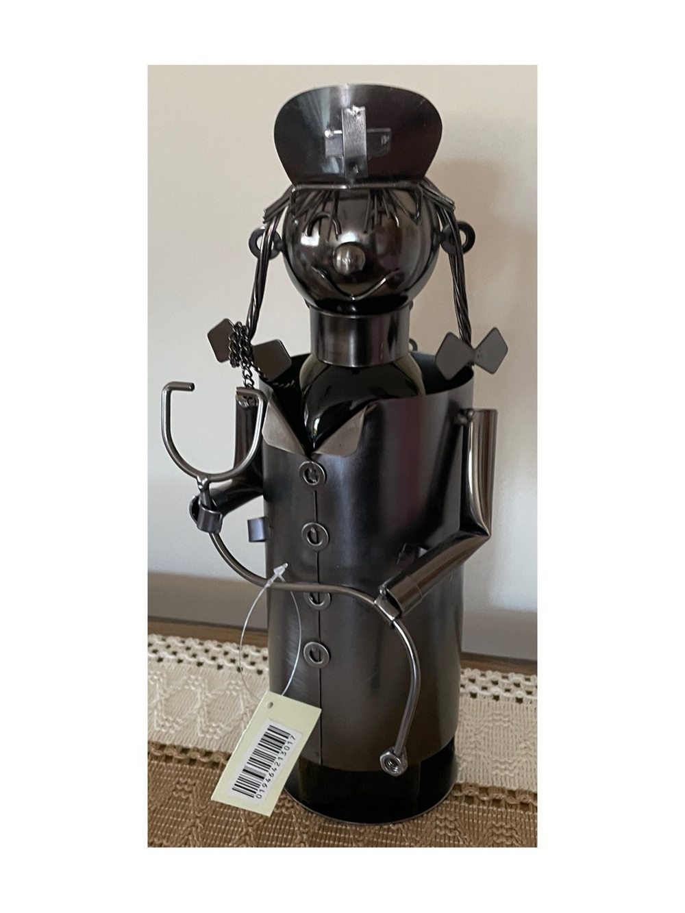 NWT Nurse Figurine Wine Bottle Holder Metal